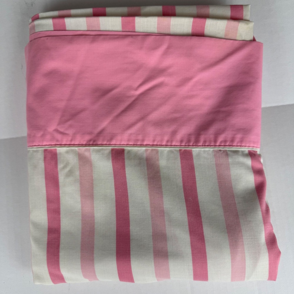 Vintage Cannon Royal Family Featherlite Pink Striped Full Flat Sheet Made in USA